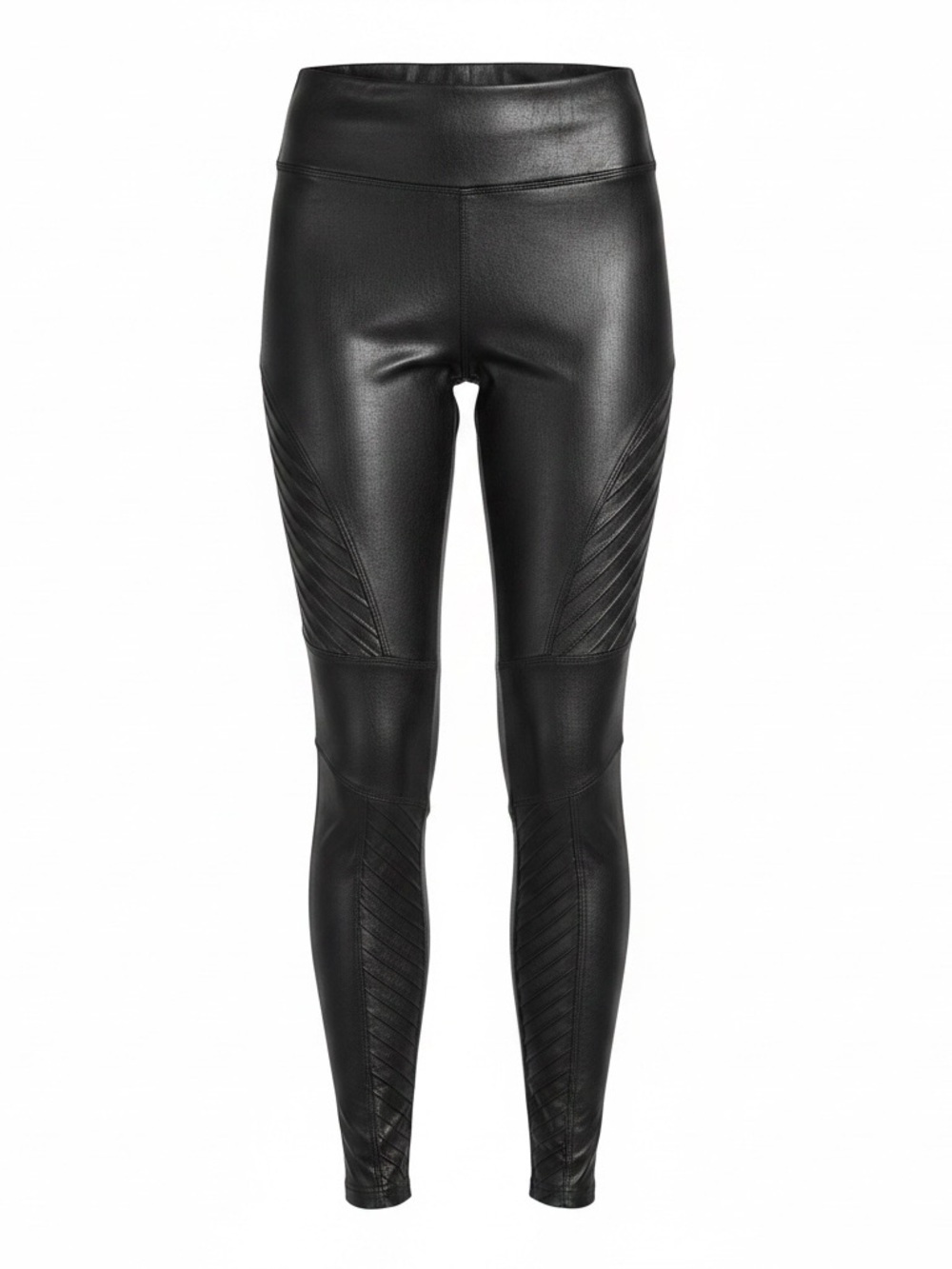 SPANX Black Faux Leather High-Rise Leggings. Size medium.